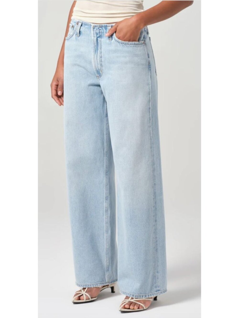 Agolde $268 Lex No Waistband Jean in Reach Size 28 Light Wash Denim 90s Y2K Wide